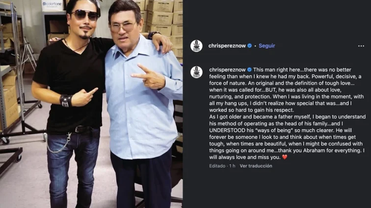 Chris Pérez junto a Abraham Quintanilla durante un encuentro familiar