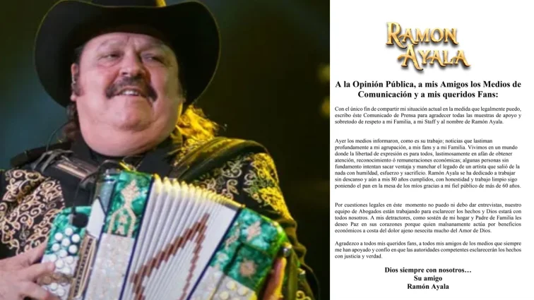 Comunicado oficial publicado por Ramón Ayala dirigido a medios y fans