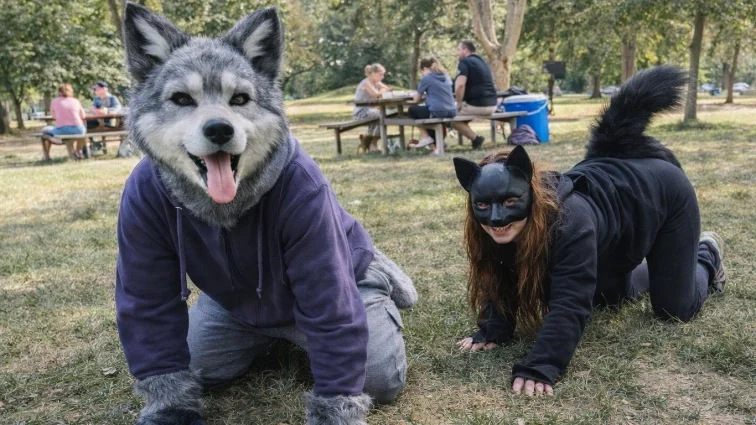 Jóvenes therian imitando animales en redes sociales