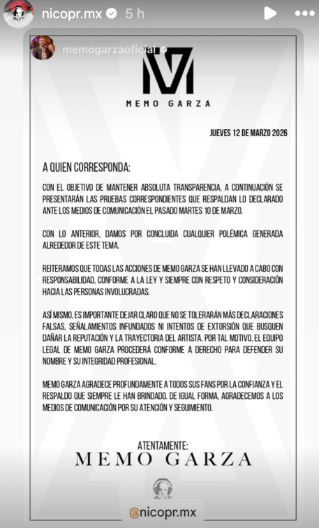 memo garza comunicado