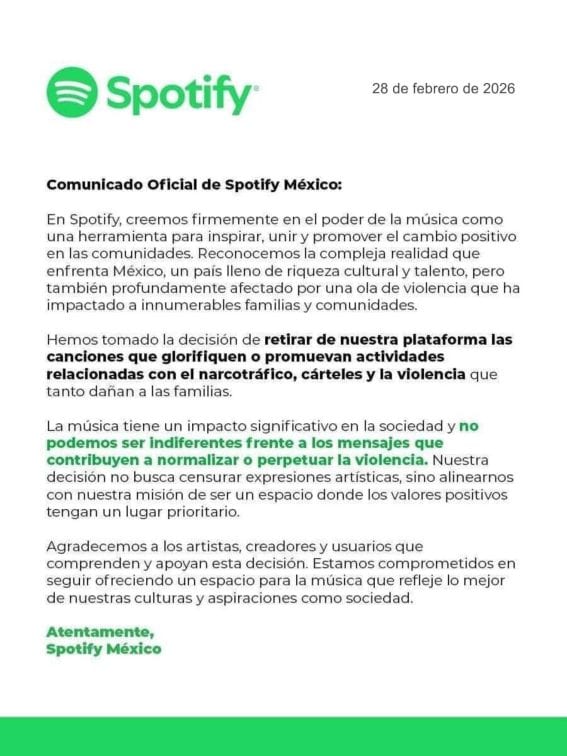 comunicado spotify