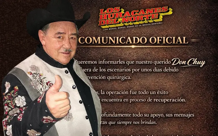 Don Chuy de Los Huracanes del Norte tras cirugía en recuperación