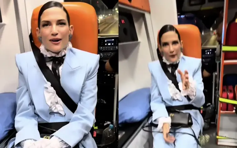 Natalia Jiménez en ambulancia rumbo a fiesta en Tlaxcala