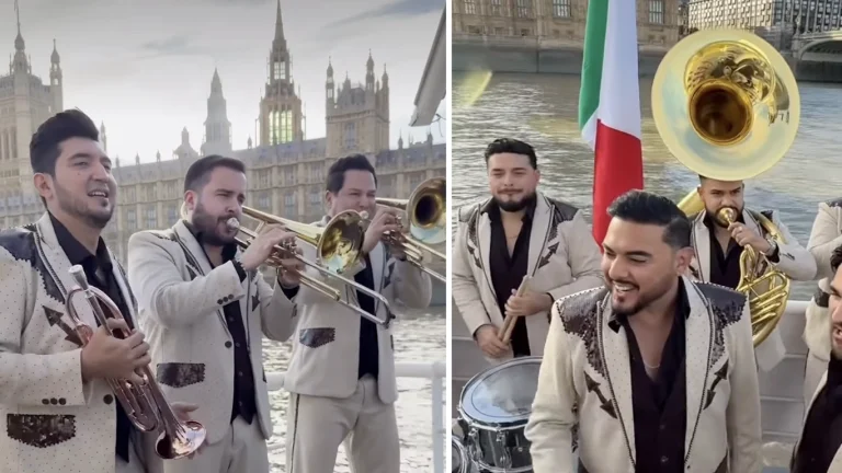 Banda El Recodo interpreta el Corrido de Mazatlán durante su visita a Londres.
