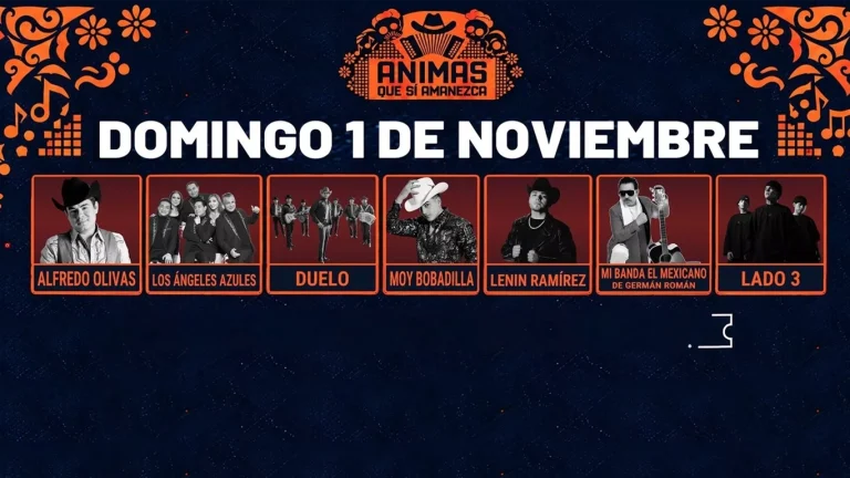 Cartel del Festival Ánimas 2026 con Alfredo Olivas, Los Ángeles Azules, Duelo y otros artistas, el 1 de noviembre en el Estadio Akron de Zapopan.